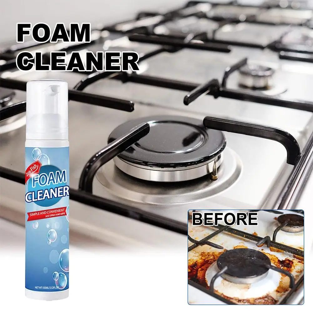 

100ml Kitchen Grease Foam Cleaner Stain Remover Multi-Purpose Dirt Oil Cleaning Bubble Spray For Grills Ovens Foam Washing G3U4