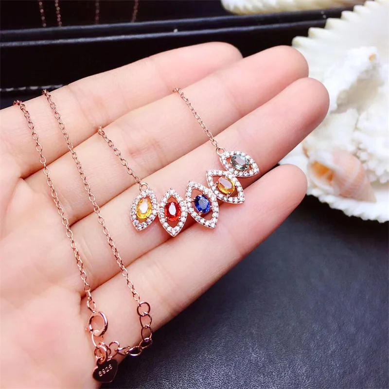 Природный цвет Сапфир с сертификатом ожерелье ювелирные изделия 925 серебро 4x3 мм