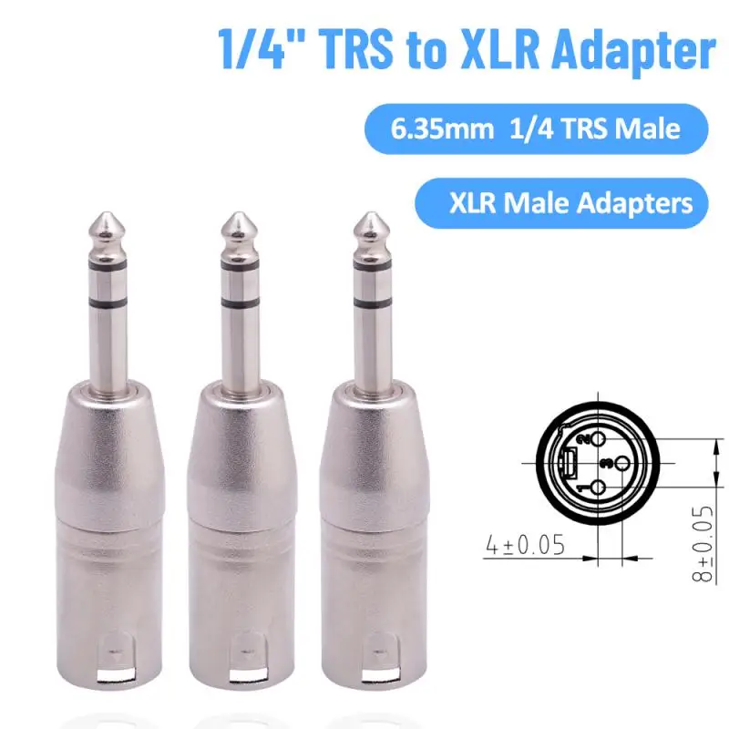 

1PCS 1/4" TRS to XLR Adapter Balanced Quarter Inch 6.35mm Male to XLR Male Adapters For Microphone Mixer Headphone Accessories