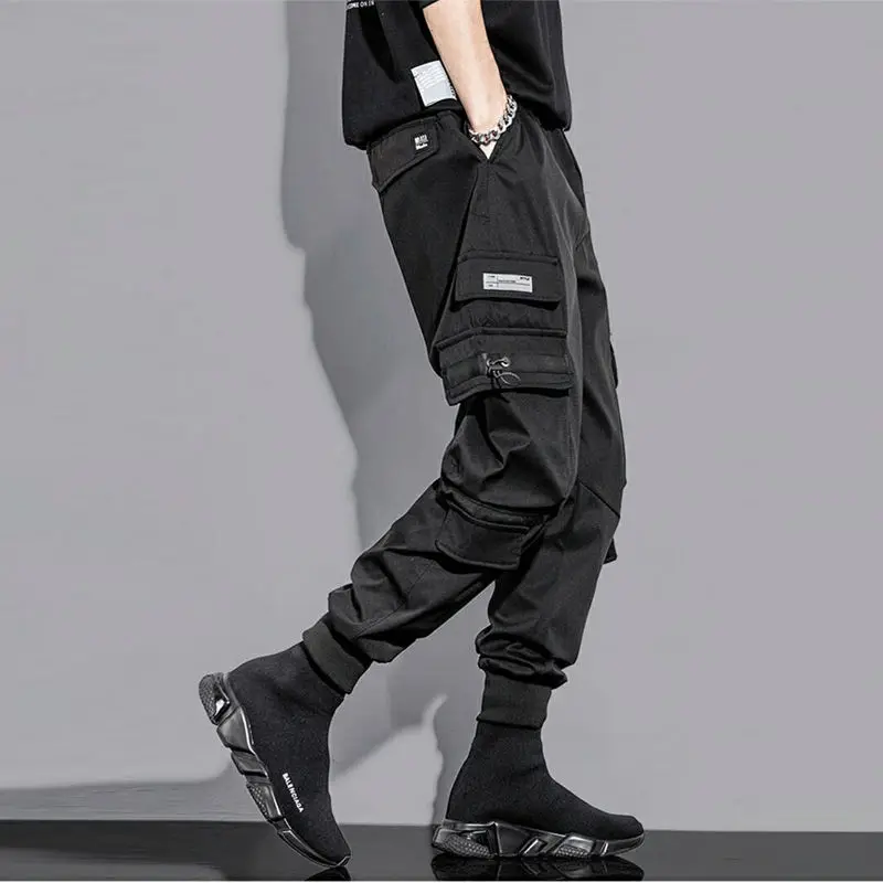 

Pants Men's Overalls All-Matching Fashion Ankle-Tied Autumn and Winter Cropped Pants Korean Students Mechanical Style Velvet Pad