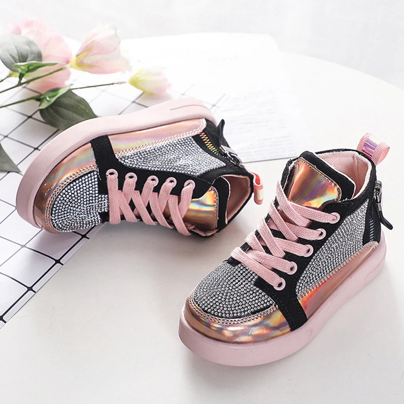 

Fashion Rhinestone Non-slip Kids Booties Children Martin Boots Low Top Sports Shoes for Girls Ankle Boots Spring and Autumn