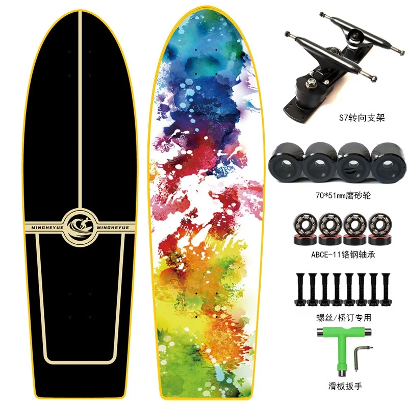 34 Inch Land Surfskate Board S7 Surfboard Complete Outdoor Carving Pumping Longboard Skateboard Sport Surf Maple Cruiser board