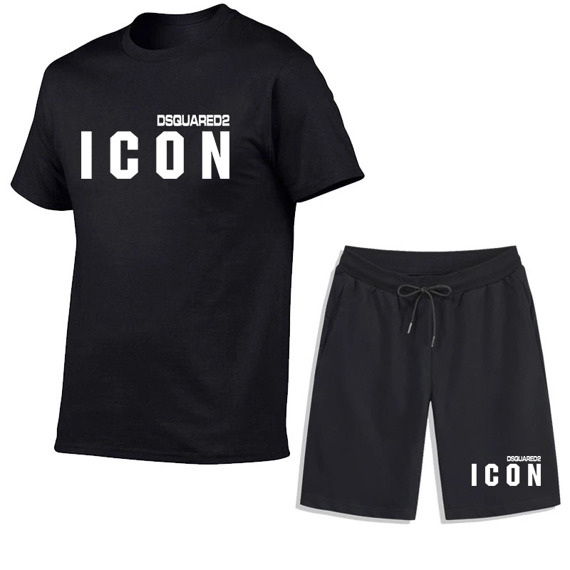 

Summer Men's T-shirt + Shorts Suits Casual T Shirts Sport Set Letter Printed Short Sleeve Top 2023 Cotton Tracksuits Streetwear