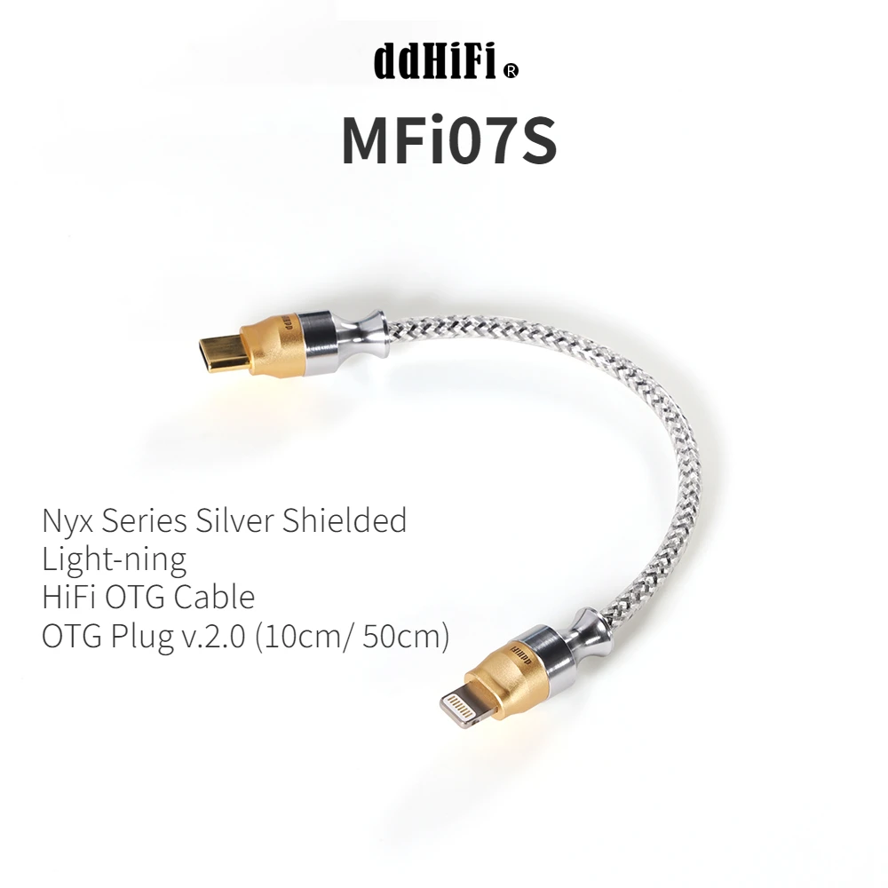 

DD ddHiFi MFi07S Nyx Series серебристый экранированный светильник-ning HiFi OTG кабель с перезаряженным OTG разъемом высокого тока v.2.0 (10 см/50 см)