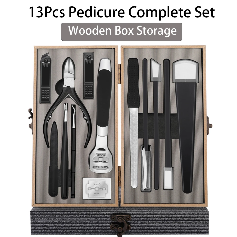

11pcs/13pcs Pedicure Complete Kit Foot Care Tools Dead Skin Removal Callus Trim Ingrown Nails Exfoliation Feet Cuticle Cutting