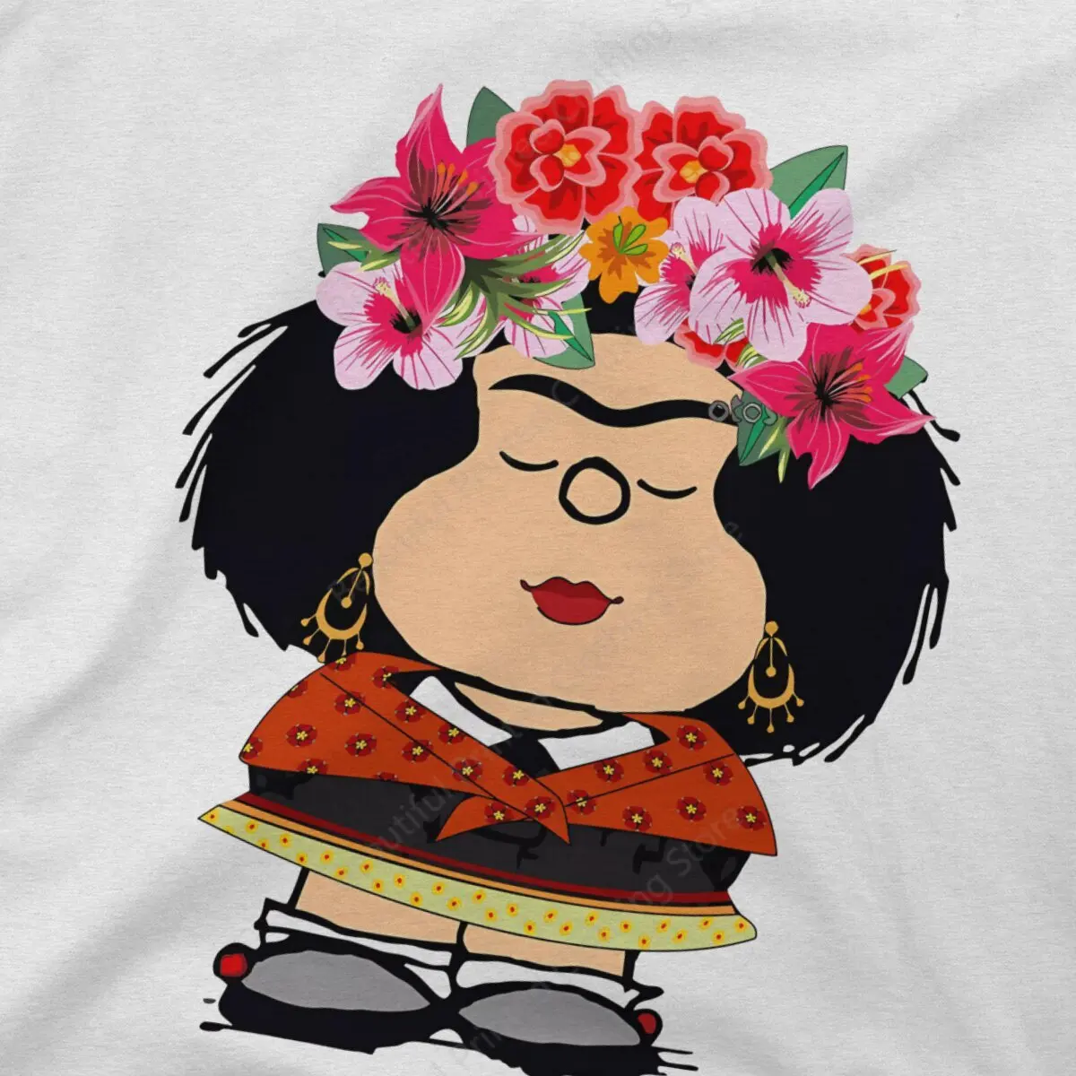Футболка из 100% хлопка Mafalda Kahlo Fanart с принтом модные мужские и женские футболки