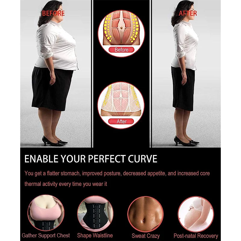 Burvogue U-shaping Waist Trainer Women Corsets Colombian Girdles 17steel Bones Latex Waist Trimmer Slim Hourglass Body Shaper