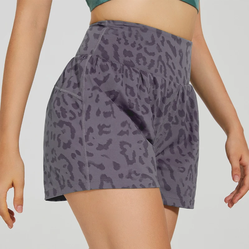 SEVENPALMS Women Yoga Shorts Running Jogging Print Gym Wear Mid-Waist Soft Sports Lady Clothing Sporty Fitness