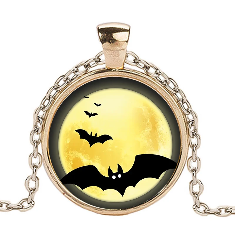 Круглое ожерелье из нержавеющей стали летучая мышь на Хэллоуин рождественский