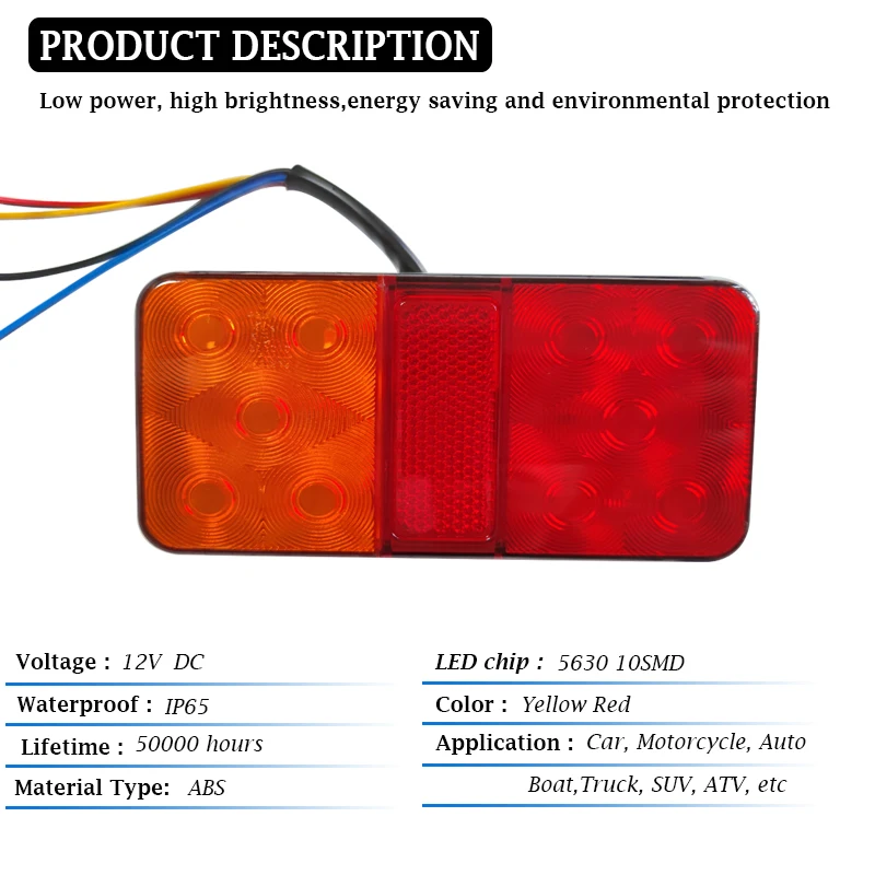 Фото 2PCS 12V 10LED Задние фары задние фары указатели поворотного сигнала стоп - огни автоприцеп автоприцеп №2