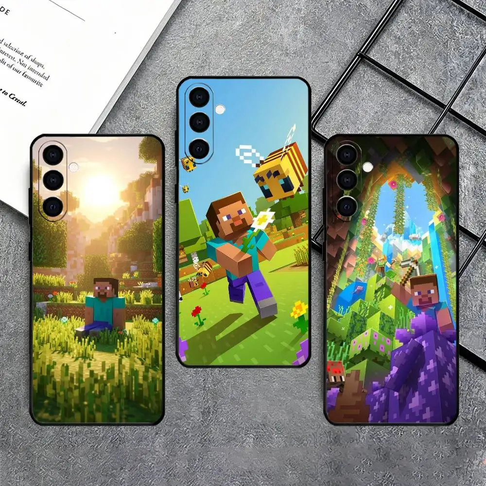 Фото Чехол для игрового телефона Hot M-Minecraft-t для Samsung Galaxy A73, A72, A71, A70, A53, A52, A51, мягкий силиконовый черный чехол №1