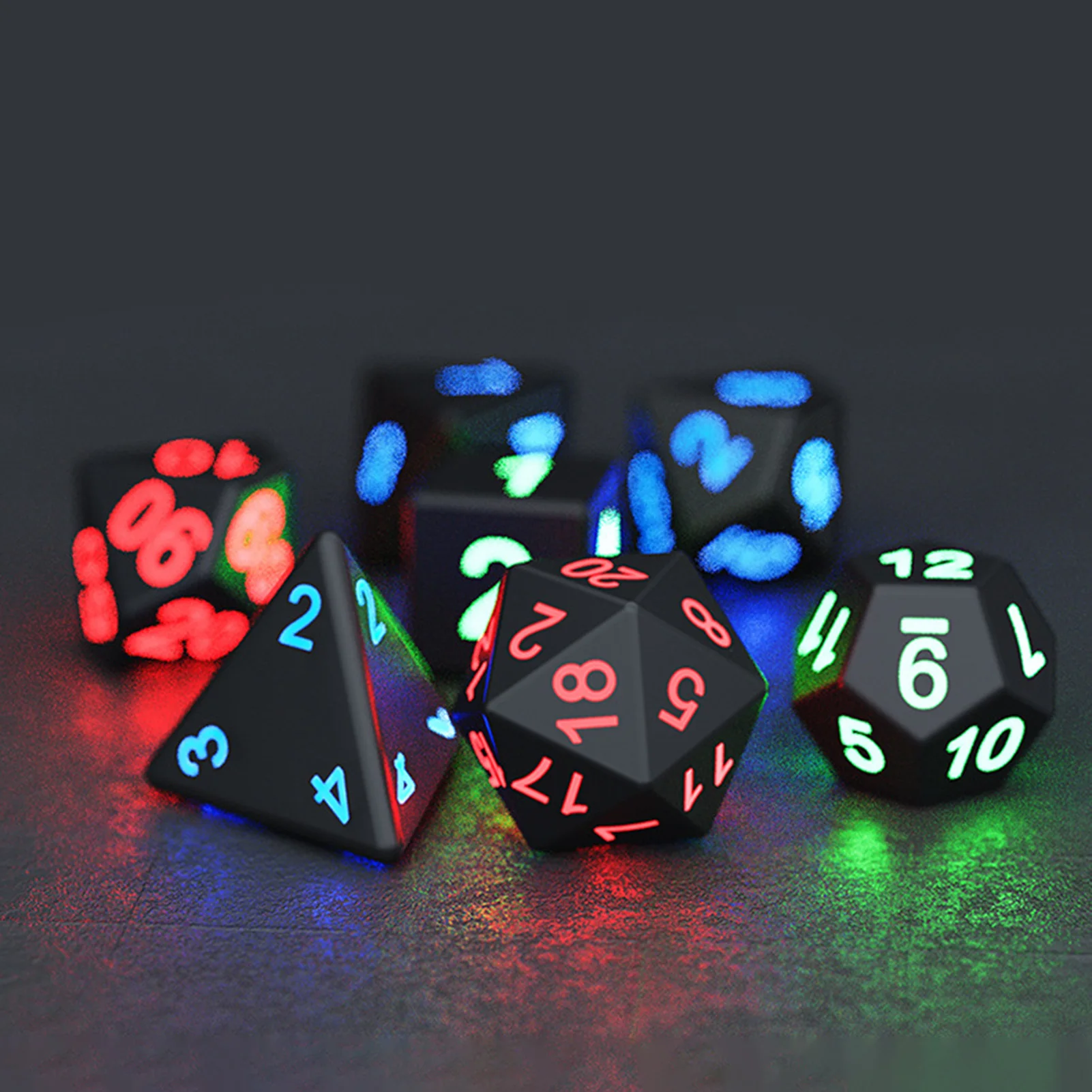 

7pcs Electronic Dice LED Luminous Dice Glow In The Dark Polyhedral Mini Dice For Entertainment Role Playing Bar MTG Table Game