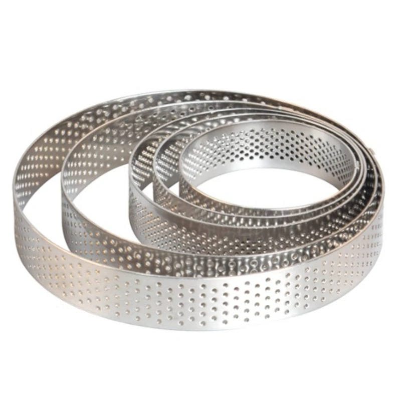 

JEYL Different Sizes Tart Ring Bottom Tower Pie Cake Mould Baking Tools Heat-Resistant Perforated Cake Mousse Ring 5Pcs