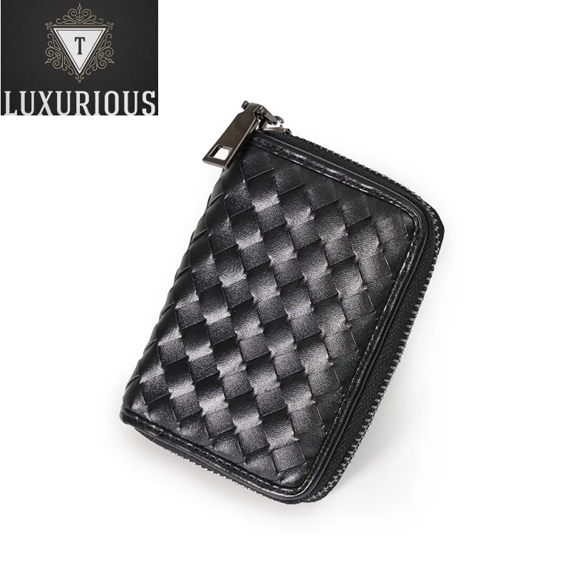 

Fashion Handmade Weave Wallet for Credit Holder 2024 New Brand Trend Business Bag High Quality Zipper Card Pack Gift