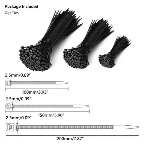 100 шт. нейлоновые кабельные стяжки на молнии прочные самоблокирующиеся 3x100 мм 3x150