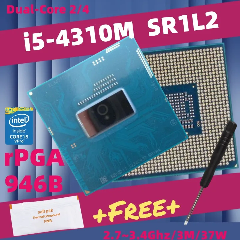 

Двухъядерный процессор Core i5 4310M SR1L2 для ноутбука, процессор G3 PGA946B HM86 HM87 QM87