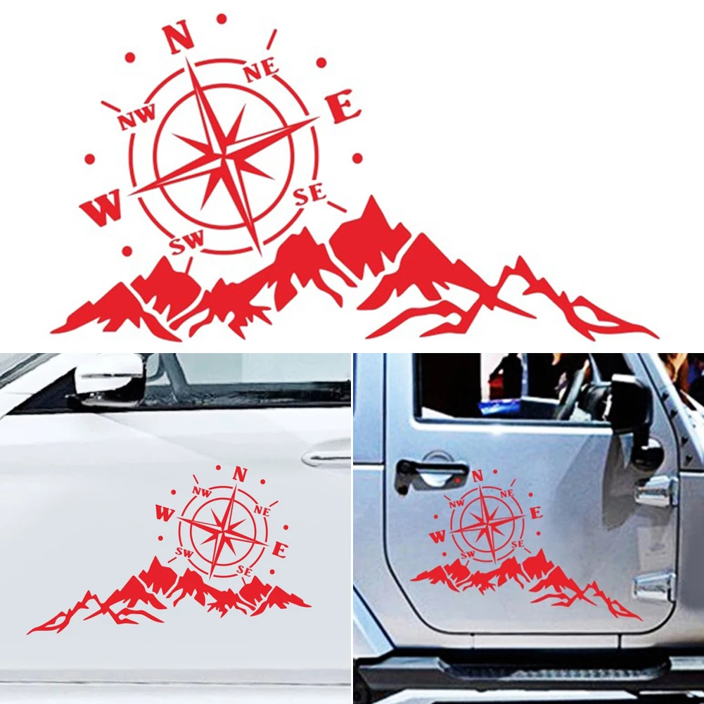 

2pcs Mountain adventurers compass car sticker map graphics camper rv caravan Wrangler hood vinyl decals door accessories