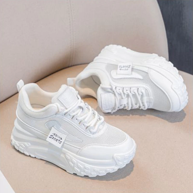 2023 Air Mesh 7cm Genuine Leather Women Casual Shoes Platform Breathable Soft Soles Sneakers Chunky Women Summer Female Shoes