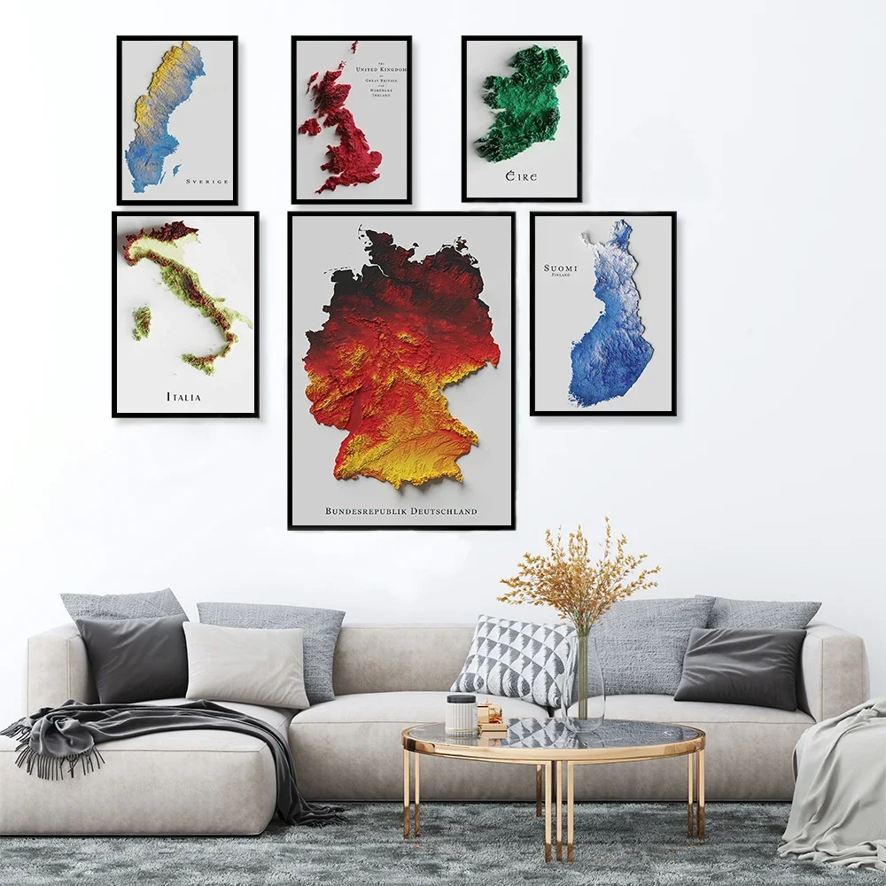Настенная карта мира Классический Простой плакат HD для украшения дома гостиной