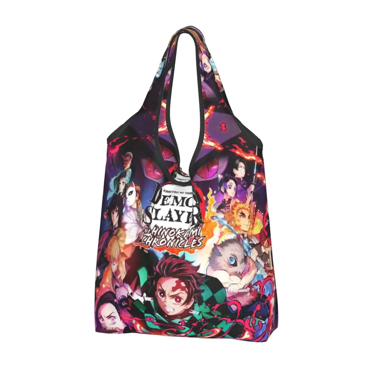 

Custom Demon Slayer Shopping Bag Women Portable Large Capacity Grocery Anime Manga Kimetsu no Yaiba Tote Shopper Bags