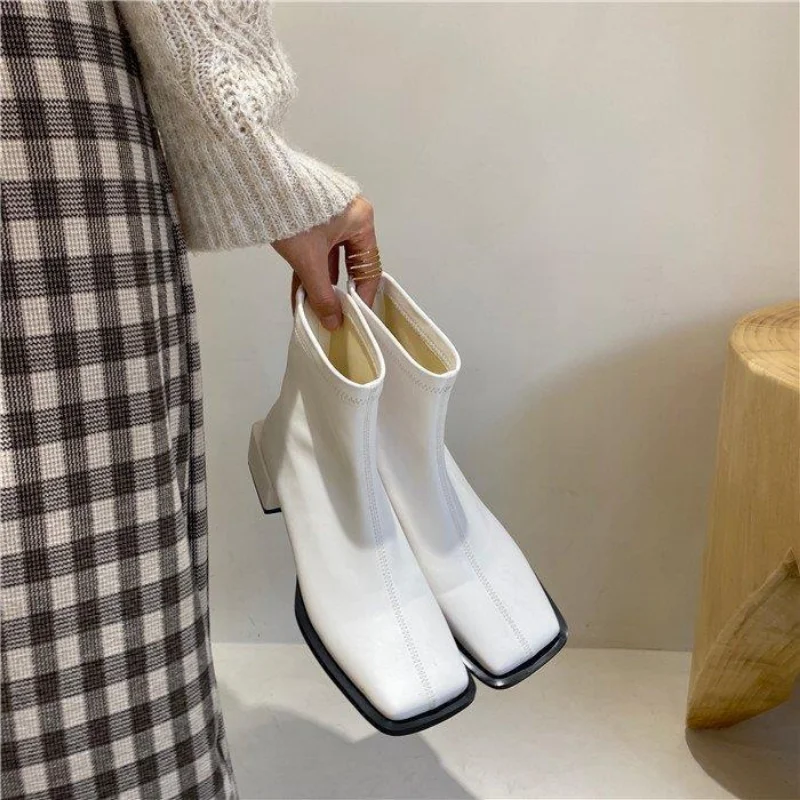 Spring Women's Ankle Boots Women's Low Heel Fashion Zipper Shoes Fall Winter Leather Women's Short Boots Botas Mujer 2023 New