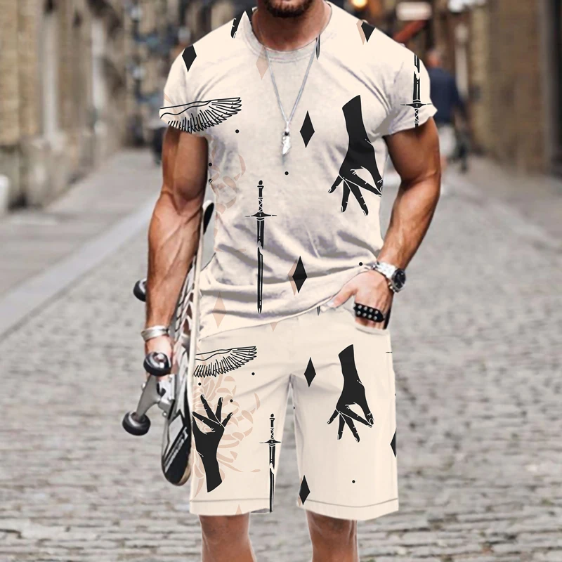 Men's T-shirt Shorts Set Short Sleeve Tiger pattern Fashion Hot Spring Autumn Summer Outfit Casual Street Tops 2023 New Harajuku