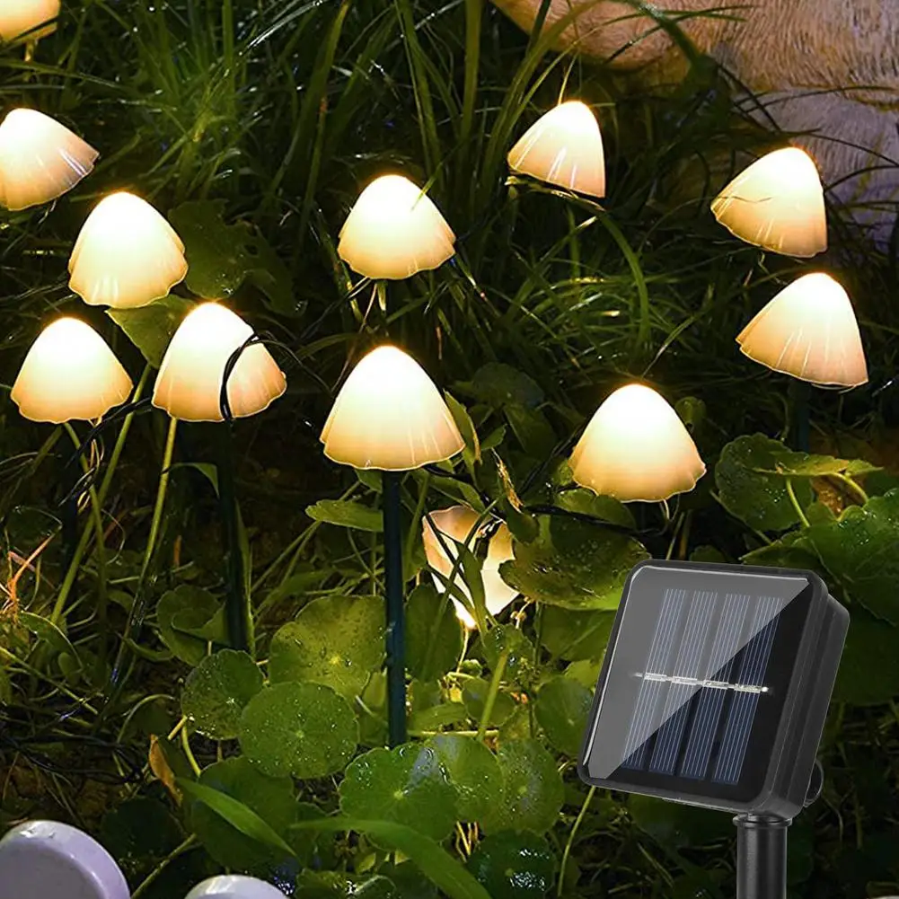 

10 LED Solar Mushroom String Lights 8 Mode IP65 Waterproof Fairy Lights Garden Pathway Yard Lighting Party Home Decoration