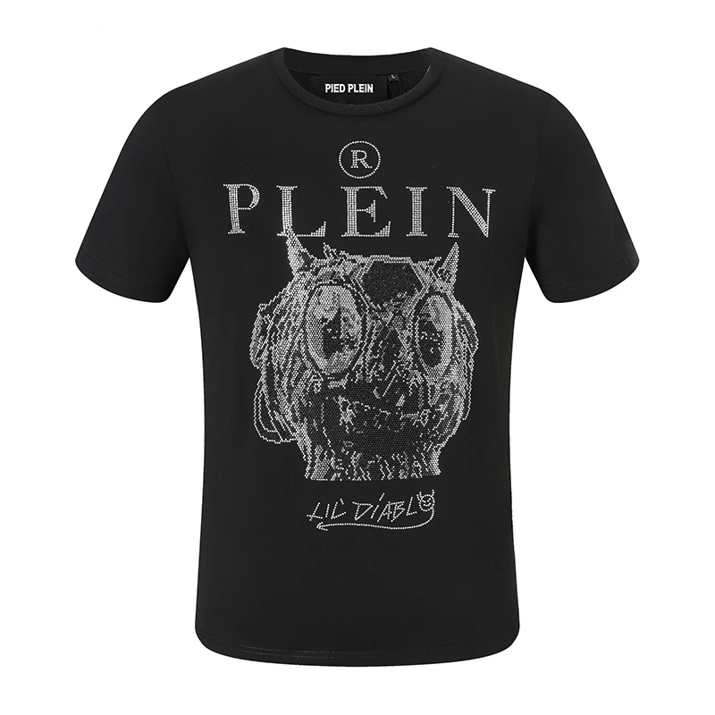 

2023 summer PLEIN BEAR Men's T-shirt Round Neck SS Monsters Classic with Crystals 100% Cotton T-shirts Men Tops Comfortable Tees