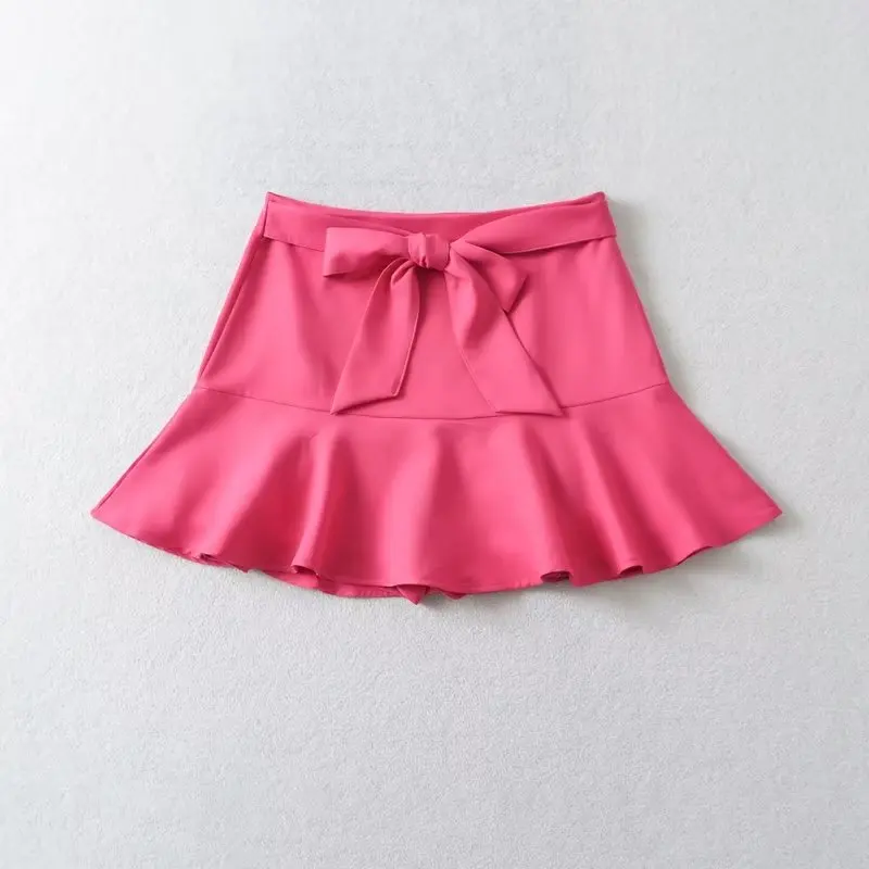 Dave&Di EnglandIns Fashion Blogger High Street Sashes Min Skirt Sexy High Waist Colorful A-line Culottes Shorts Women