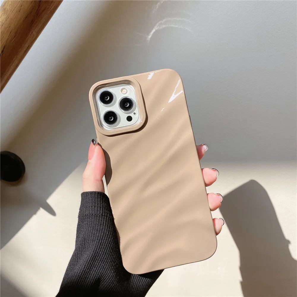 

Ottwn Luxury 3D Wave Pattern Phone Case for iphone 14 13 11 12 Pro Max 7 8 14 Plus X XR XS Max Soft Shockproof Back Cover Funda