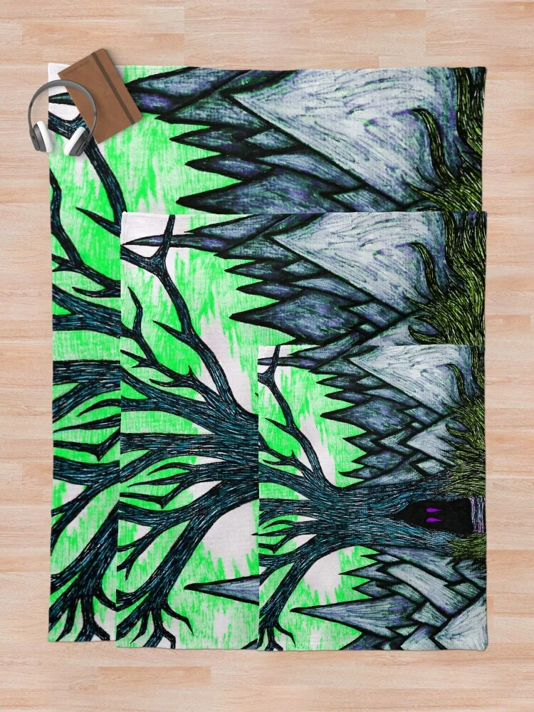 Жуткий жутый зимний пейзаж деревьев? Одеяло Karen-Anne Geddes 2024 пляжное роскошное