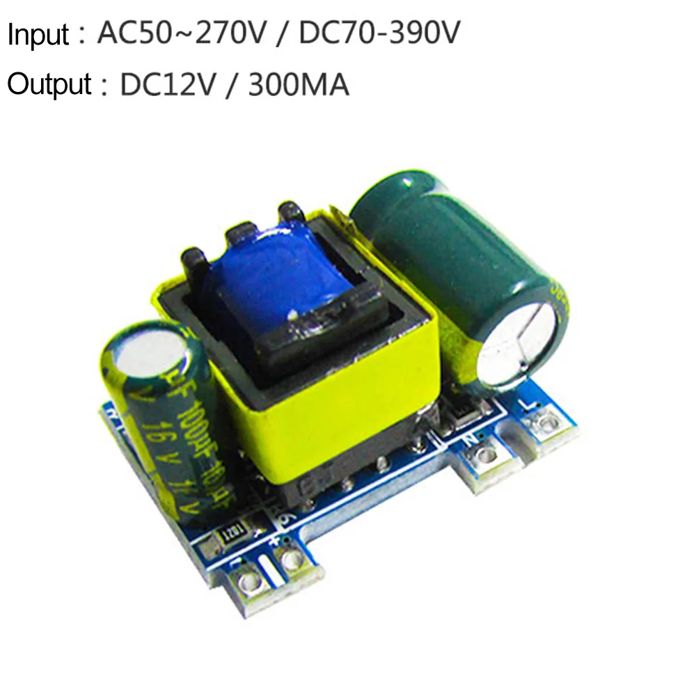 

AC-DC 12V 300MA 3.5W Precision Buck Converter AC 50V-270V/ DC 70-390V To DC 12V Step Down Transformer Power Supply Module
