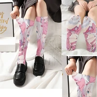 ladies calf socks cartoon anime 3d print cute sweet lolita jk summer thin stockings harajuku kawaii novelty fashion girl socks