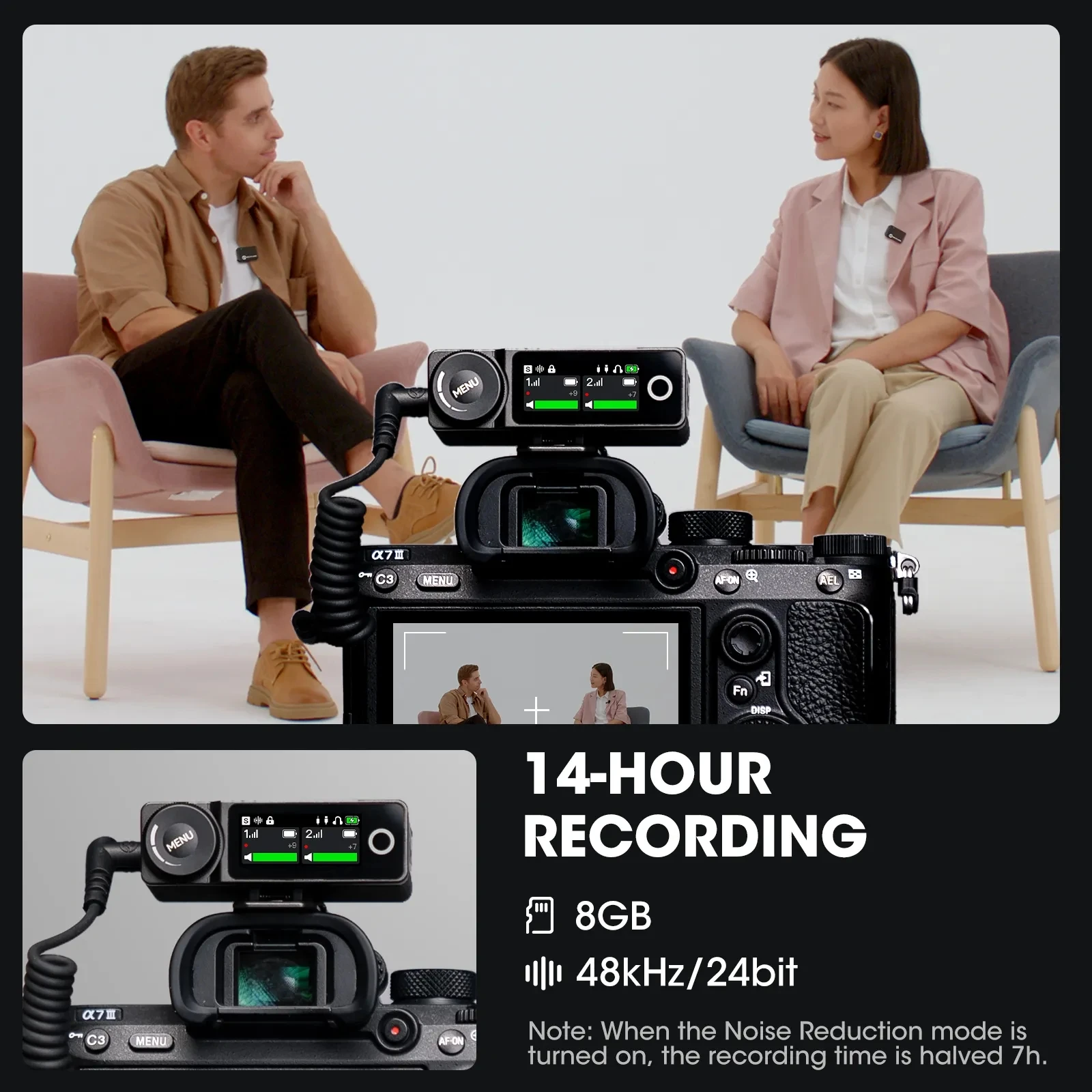 Профессиональный беспроводной петличный микрофон с камерой для телефонов 250 м 8