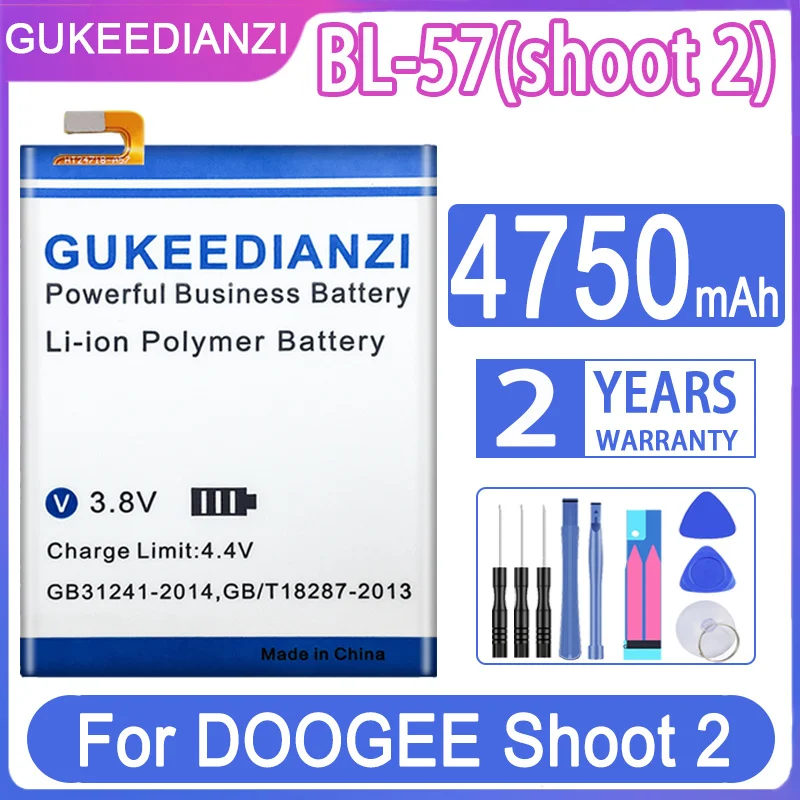 

New Bl-57 Bl57 Battery For Doogee Shoot 2 Shoot2 Replacement 4750mAh Smart Phone Parts Bateria Batterie Baterij + Free Tools