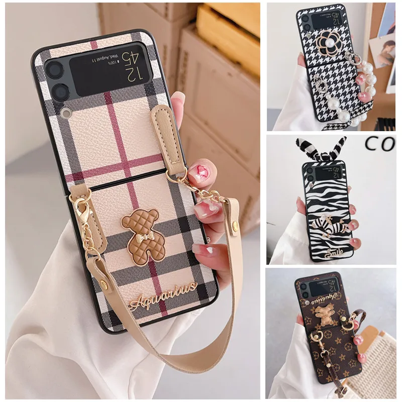 

Чехол Galaxi Z Flip3 из искусственной кожи с классическим рисунком для Samsung Galaxy Z Flip 3 Zflip3