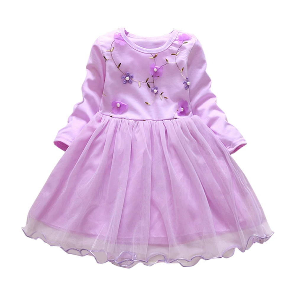 

Детские комбинированные удобные мягкие популярные детские осенние сетчатые платья с длинным рукавом и индивидуальным принтом для девочек