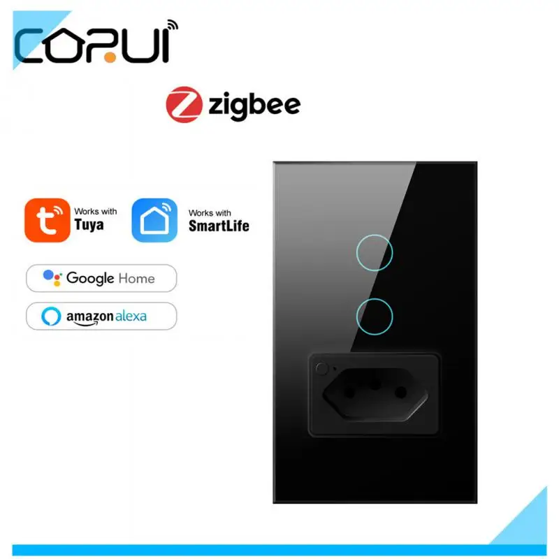 

Смарт-выключатель CORUI Tuya Zigbee, 4 х2 дюйма, со стеклянной панелью