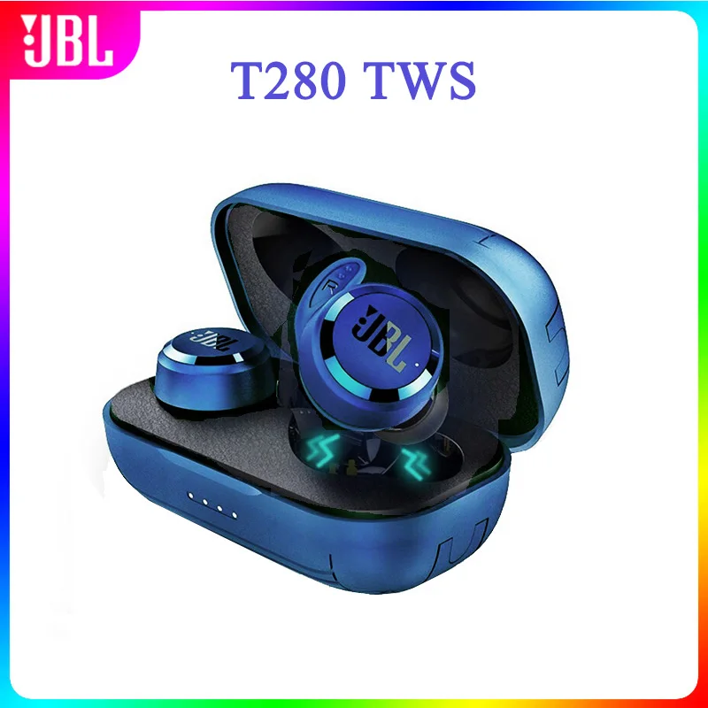 

JBL T280 TWS Wireless Bluetooth Earphone Sports Earbuds Bass Tune 280 TWS Headphones Waterproof Headset Charging Case