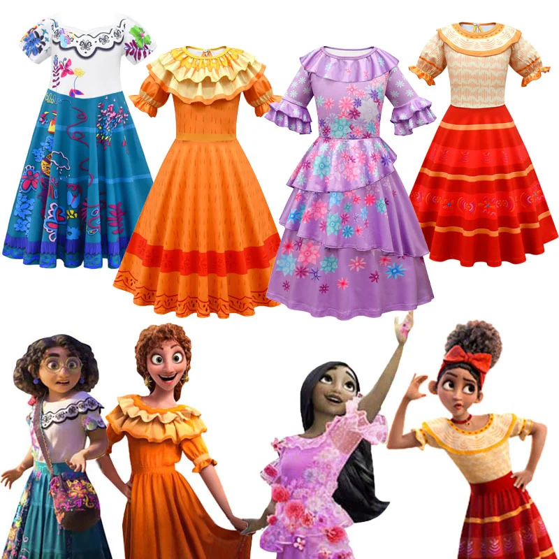 

Encanto Mirabel Madrigal Cosplay Costume Girl Dress Girls Fancy Dresses for Carnival Halloween Princess Dress Christmas Clothing