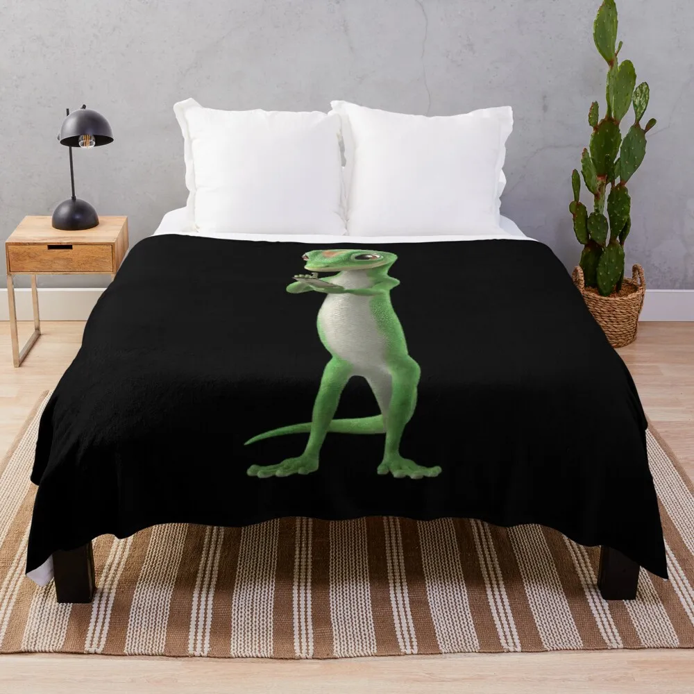 

Geico Gecko Man's Tee Tshirt Graphic Trending Throw Blanket Knitted