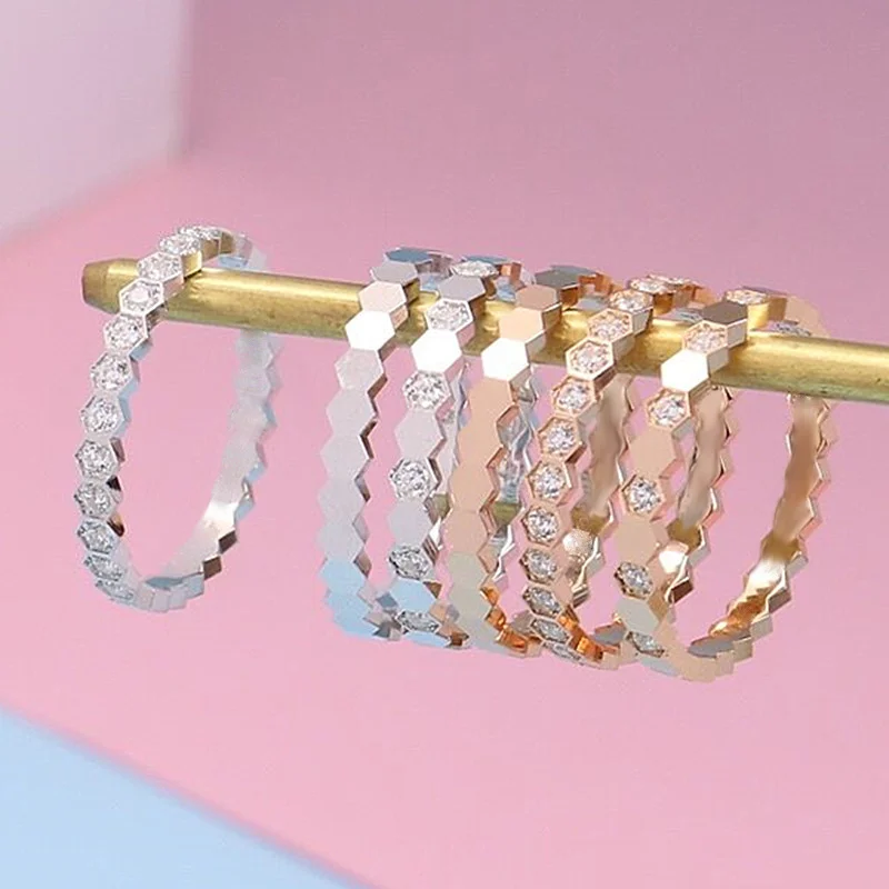 

2023 New Hot Selling 925 Sterling Silver Honeycomb Ring Women's Simple Fashion Party Gift Luxury Premium Brand Jewelry