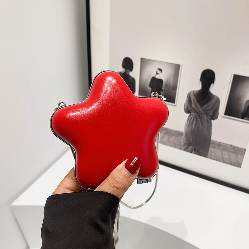 Однотонные сумки через плечо из искусственной кожи в форме звезды компактные