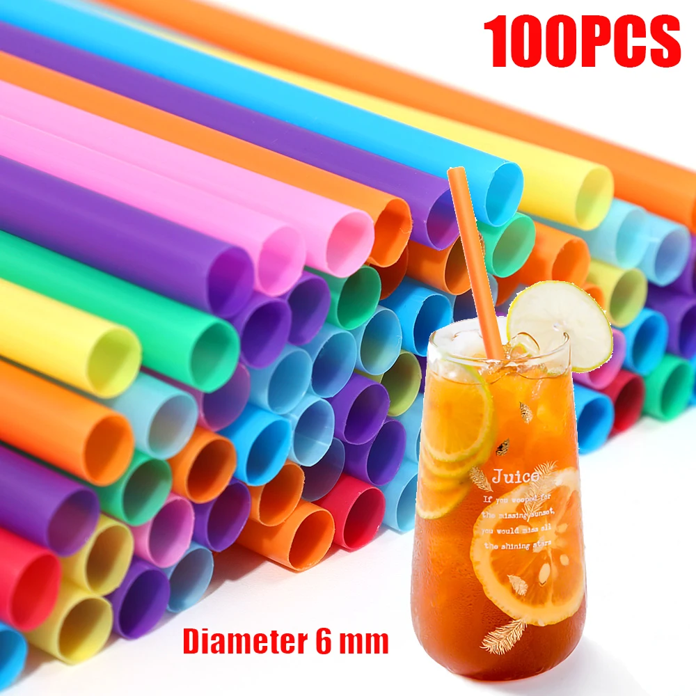

100Pcs Drinking Straws Multicolor Disposable Plastic Straws Milktea Juice Drinking Straw For Birthday Wedding Party Accessories