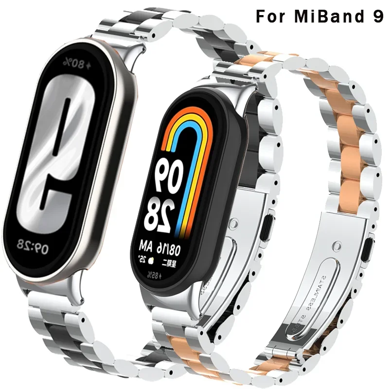 Ремешок из нержавеющей стали для браслета Mi Band 9 металлический браслет Xiaomi 8 NFC Correa