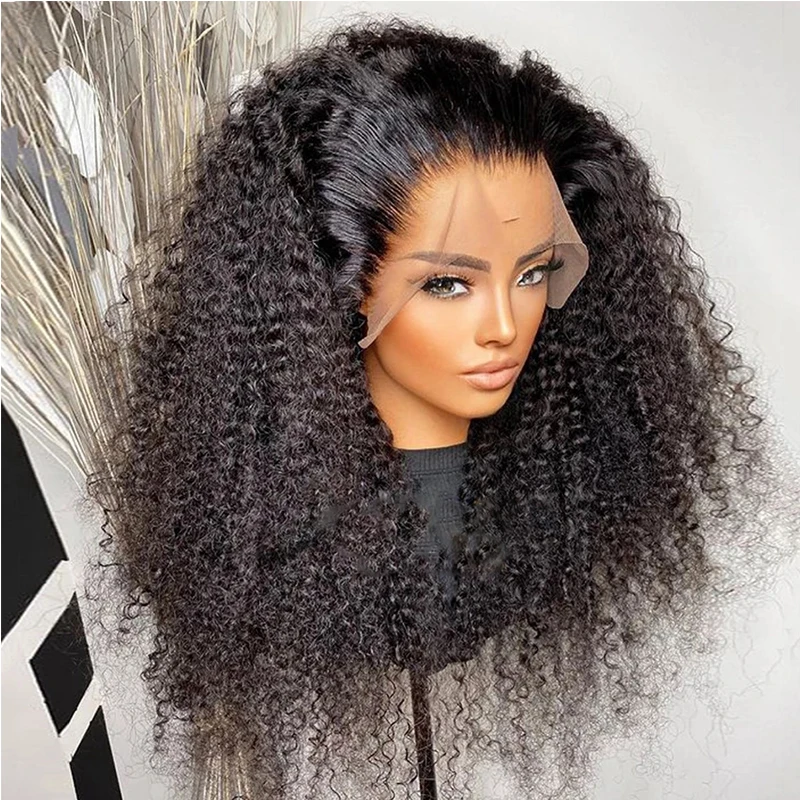 Высокая плотность кудрявые безклеевые 5% человеческие волосы кружевной передний