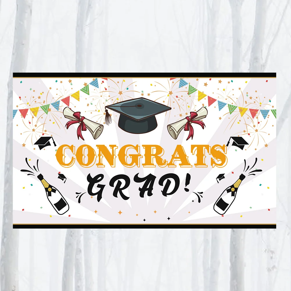

Graduation Backdrop Printing Colorful Graduates Party Backdrop Photograph Fabric for Student (Number 1 Pattern, 200x115cm)