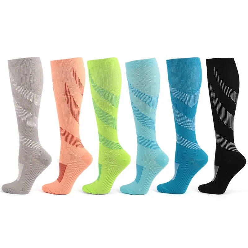 

3pcs Elasticity Riding Outdoor Stripe Compression Socks Breathable Sweat Absorption Sports Pressure Socks Medium Tube Socks