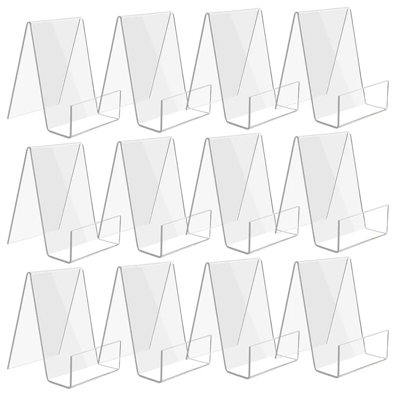 

12 Pack Acrylic Book Stand Clear Book Holder Small Acrylic Display Stand For Books, Photos, Brochures, Tablets