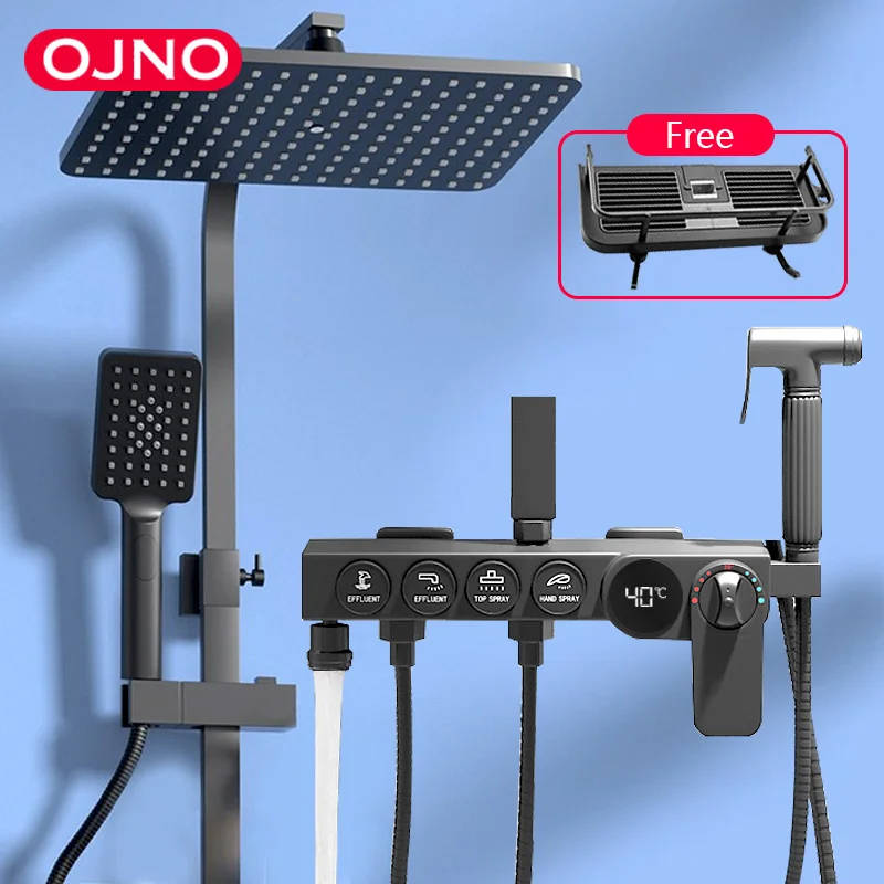 Черный матовый стеклянный смеситель для душа набор аксессуаров ванной Белый